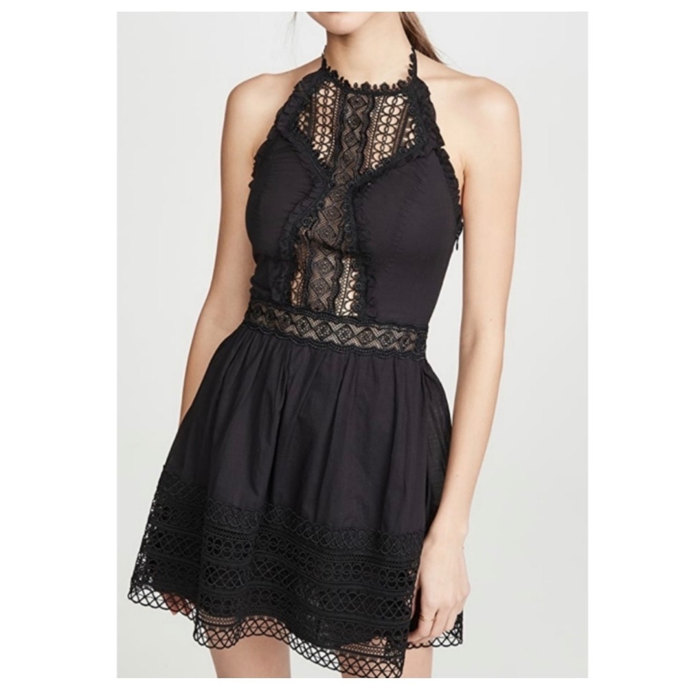 Charo Ruiz Andrea Halter Dress Black Pre-owned Lace Mini Ibiza Boho